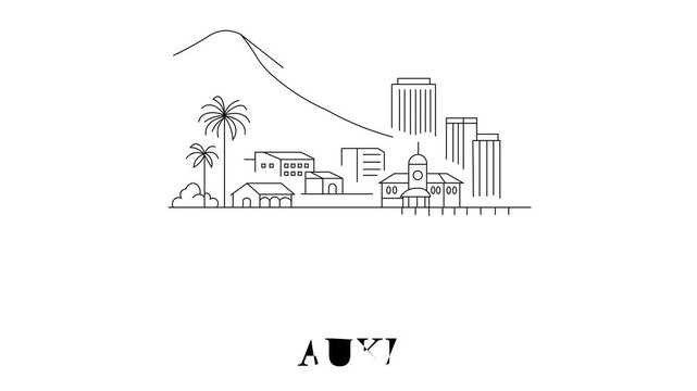 Animation Of Auki City Line Draw Simple Minimalist