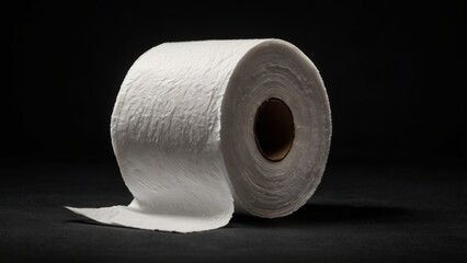 toilet paper on black background