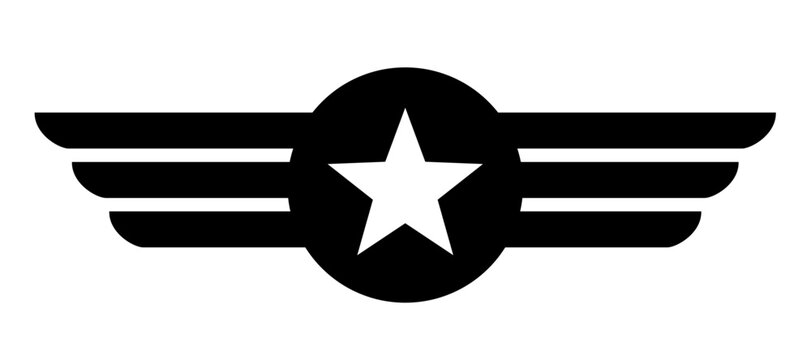 vector star with wings logo clip art isolated on transparent background. 
