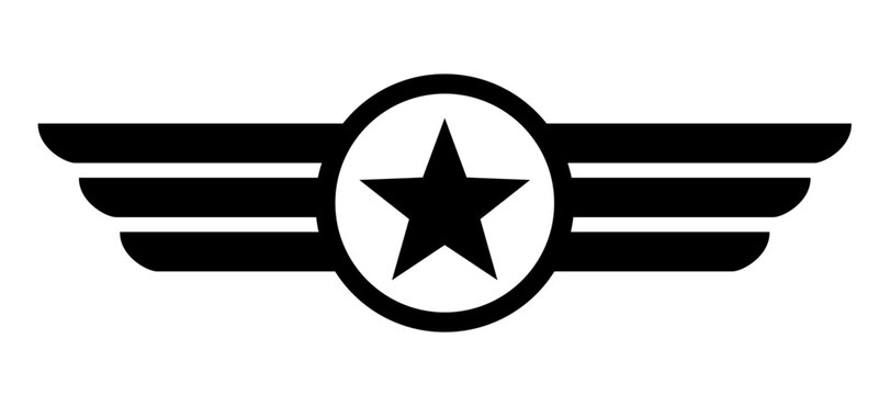 vector star with wings logo clip art isolated on transparent background. 
