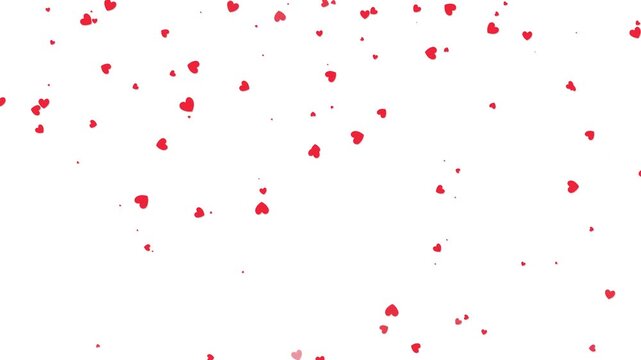 Loopable red heart particles falling down on white background. heart romantic valentine love overlay social media motion design for stock video 4k.