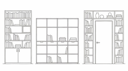 Library Bookshelf and Storage Cabinet Elevations for Interior Wall Design © Dileesha