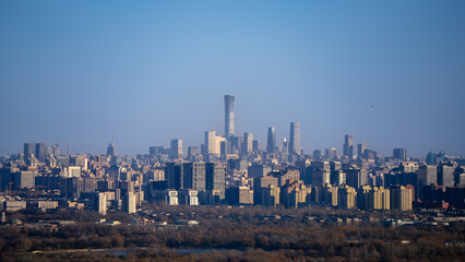 Fototapeta premium Modern Beijing Skyline Panorama with City Buildings and Towers