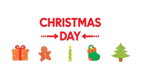 Fototapeta premium A festive illustration showcasing various symbols of christmas day