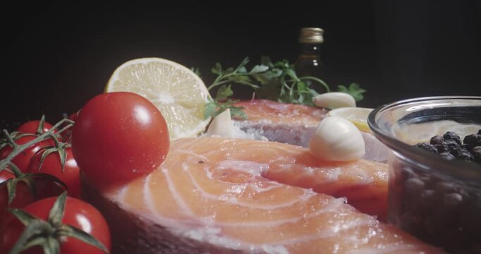 Fresh fish fillet on kitchen table