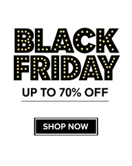 Obraz premium Black friday sale banner advertising up to 70 percent off with a shop now button