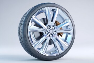 Obraz premium A sporty car wheel rim against a pure white background