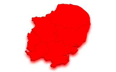 Fototapeta premium glowing neon map of East of England