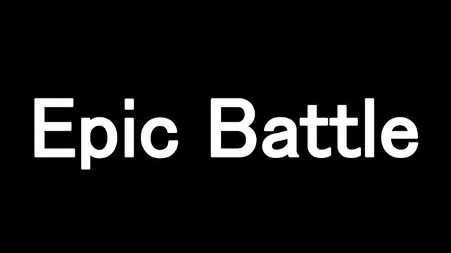 Animated white text "epic battle" appearing with a magical sparkling effect on a dark background creating a dynamic and engaging visual for gaming or fantasy themes.