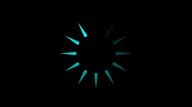 loading bar line progress loop Animation video transparent black background with alpha channel. animated circle loading black background video icon