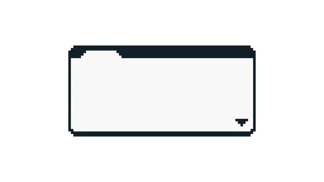 8-bit pixel art simple monotone game dialogue. looped animation 4k 30fps