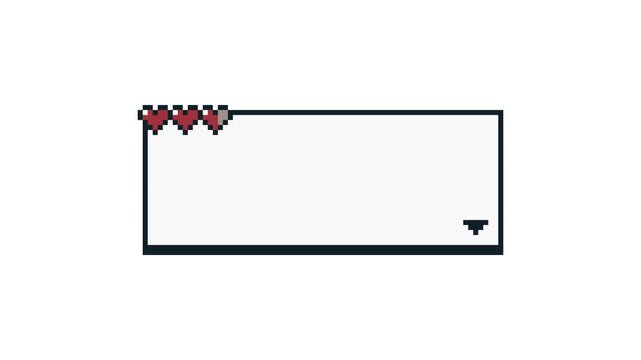 8-bit pixel art simple game heart hp dialogue. looped animation 4k 30fps