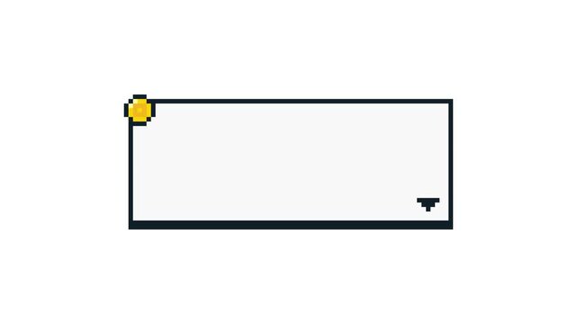 8-bit pixel art simple game coin dialogue. looped animation 4k 30fps