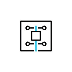 Abstract geometric circuit board connection with nodes and lines representing technology or data flow