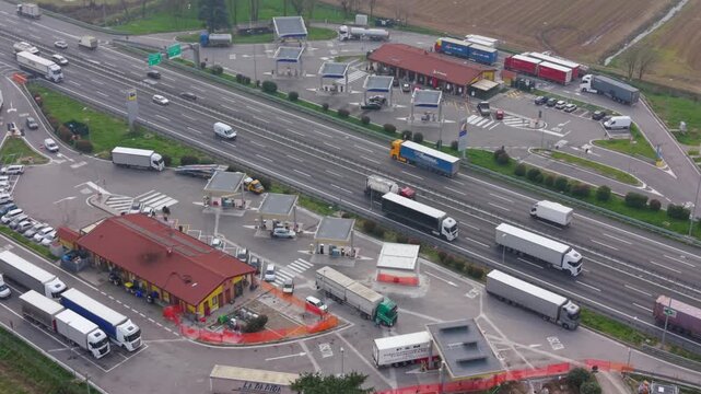 Aerial View of Autogrill San Giuliano Highway Service Area on A50 Near Milan, Italy