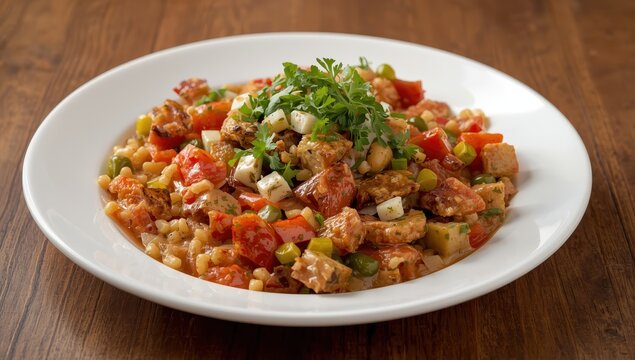Fatosh salad served preparing in the traditional Arabic style