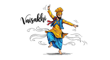 Fototapeta premium Man Dancing in Traditional Indian Clothing.