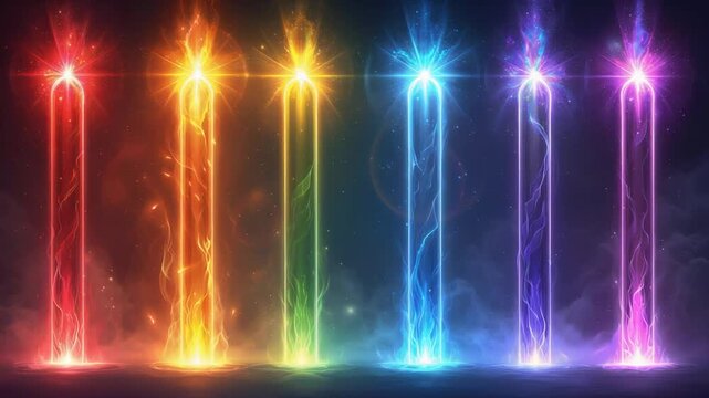 チャクラ光柱が脈動する覚醒スピリチュアル動画