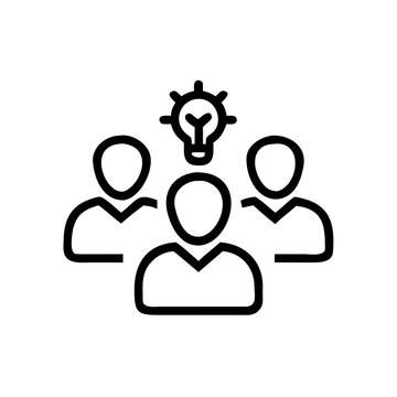 A group of people collaborating with a lightbulb symbolizing an idea. isolated on white background, Vector