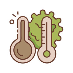 Naklejka premium Thermometer and plant symbolizing temperature and plant growth interaction isolated on white background, Vector