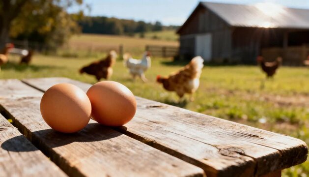 authentic rustic close up of natural brown eggs on wooden table with copy space perfect for easter