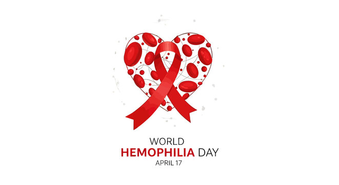 Red Ribbon Heart Hemophilia Awareness Symbol.