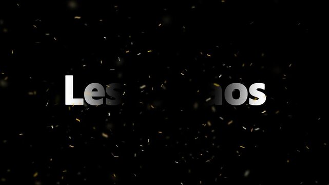 Minimalist black background with gold particles and less chaos less ios text overlay