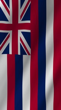 Vertical Hawaii Flag Waving, 4K High Quality Realistic Motion