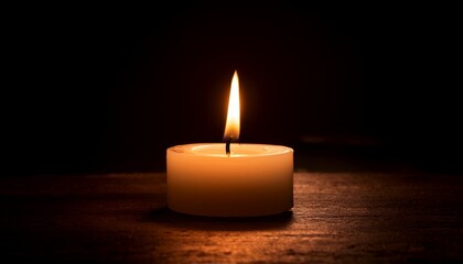 A Serene Candlelit Moment In A Darkened Space With A Single Flame Burning Brightly