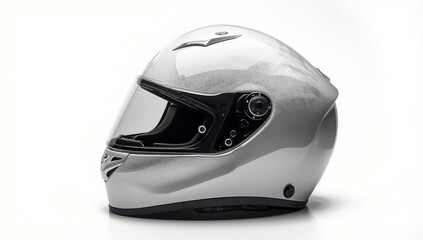 Fototapeta premium Isolated white carbon motorcycle helmet on white background. Premium quality