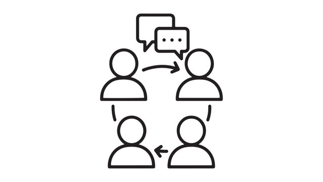 Peer To Peer Communication Flow, Two Way Conversation and Feedback Exchange Illustration