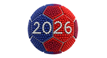 Obraz premium A soccer ball with the year 2026 written on it in white 2026 soccer world championship. Transparent background