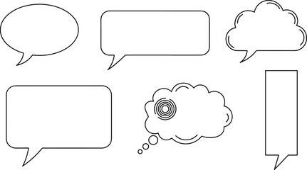 Fototapeta premium Speech Bubble Outline Icon Set with Chat Message Thought Cloud and Dialogue Box Symbols for Communication Design and Social Media