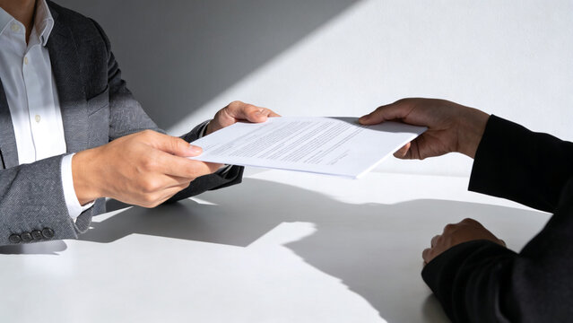 Business document exchange over office desk