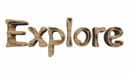 Wooden word Explore with natural texture wood grain