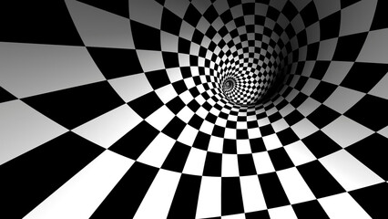 Naklejka premium Abstract spiral checkerboard optical illusion background