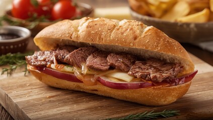 Photo of a vegetable steak sandwich