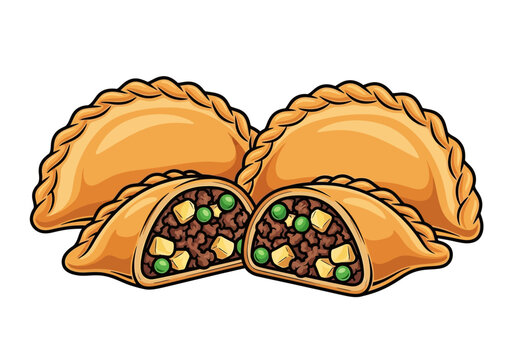 Empanadas with savory meat filling inside.