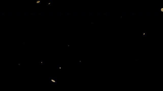 Animated coin explosion with golden metallic coins bursting outward in dynamic motion.