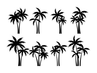 Obraz premium Palm Tree Silhouettes Black Vector Illustration