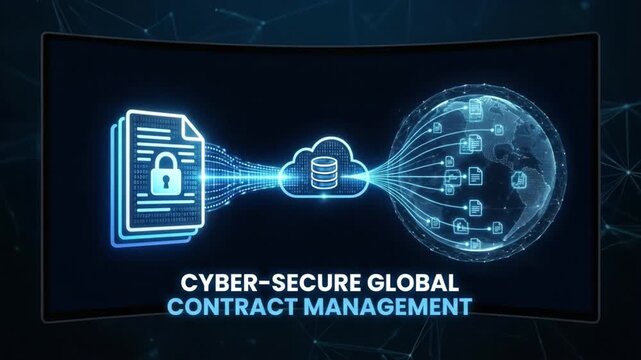 Cyber secure global contract management platform encrypted document data cloud contract management system syncing encrypted document workflow to cloud database global platform management and secure