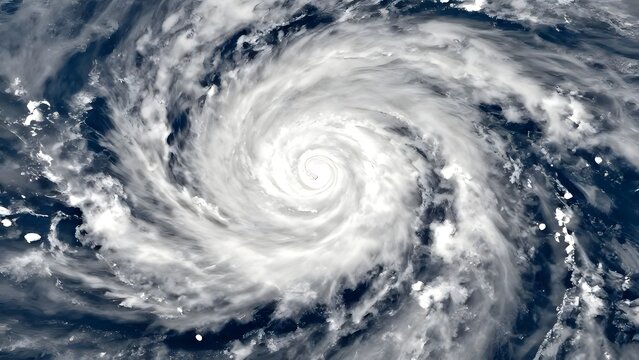 A satellite image of a massive hurricane over the ocean