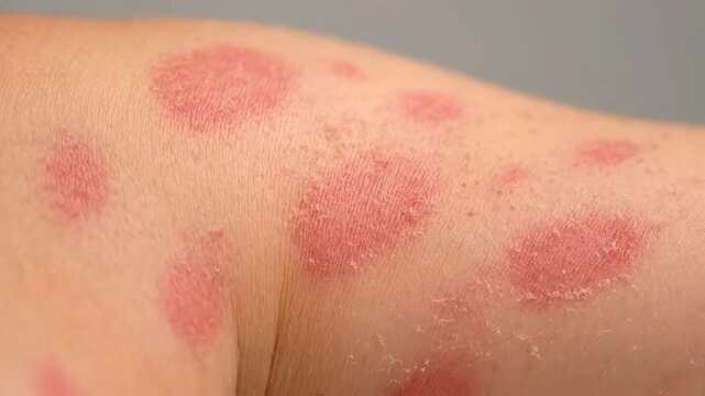 Upper Arm Skin with Pityriasis Rosea Rash, Dermatology Close Up Medical Footage
