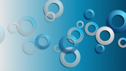Obraz premium Blue and grey rings abstract tech geometric background