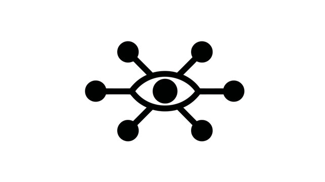 Abstract Eye Network Icon. Digital Security, Big Data, Artificial Intelligence, Surveillance, and Privacy Concept Vector