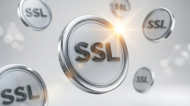 Secure digital data protection ssl certificate icon symbol representing internet security and encrypted online transactions with cinematic lighting