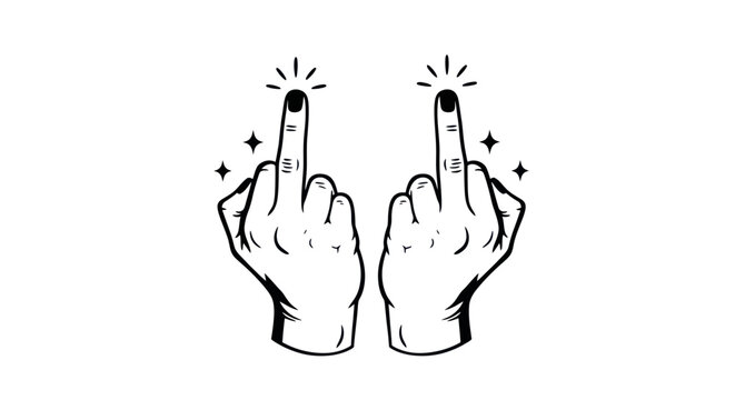 Two Hands Giving Middle Finger Gesture with Sparkles