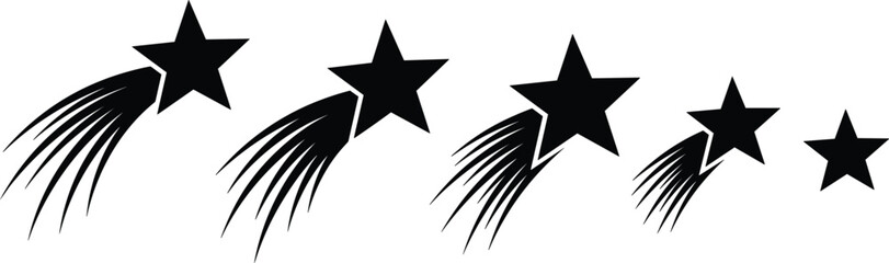 Shooting star silhouettes set comet sparkle decorative element night sky vector illustration collection design © Hafizul