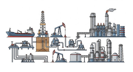 Obraz premium Oil Refinery and Petrochemical Plant.