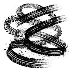 Obraz premium Dynamic Swirl of Tire Track Patterns Representing Offroad Drifting